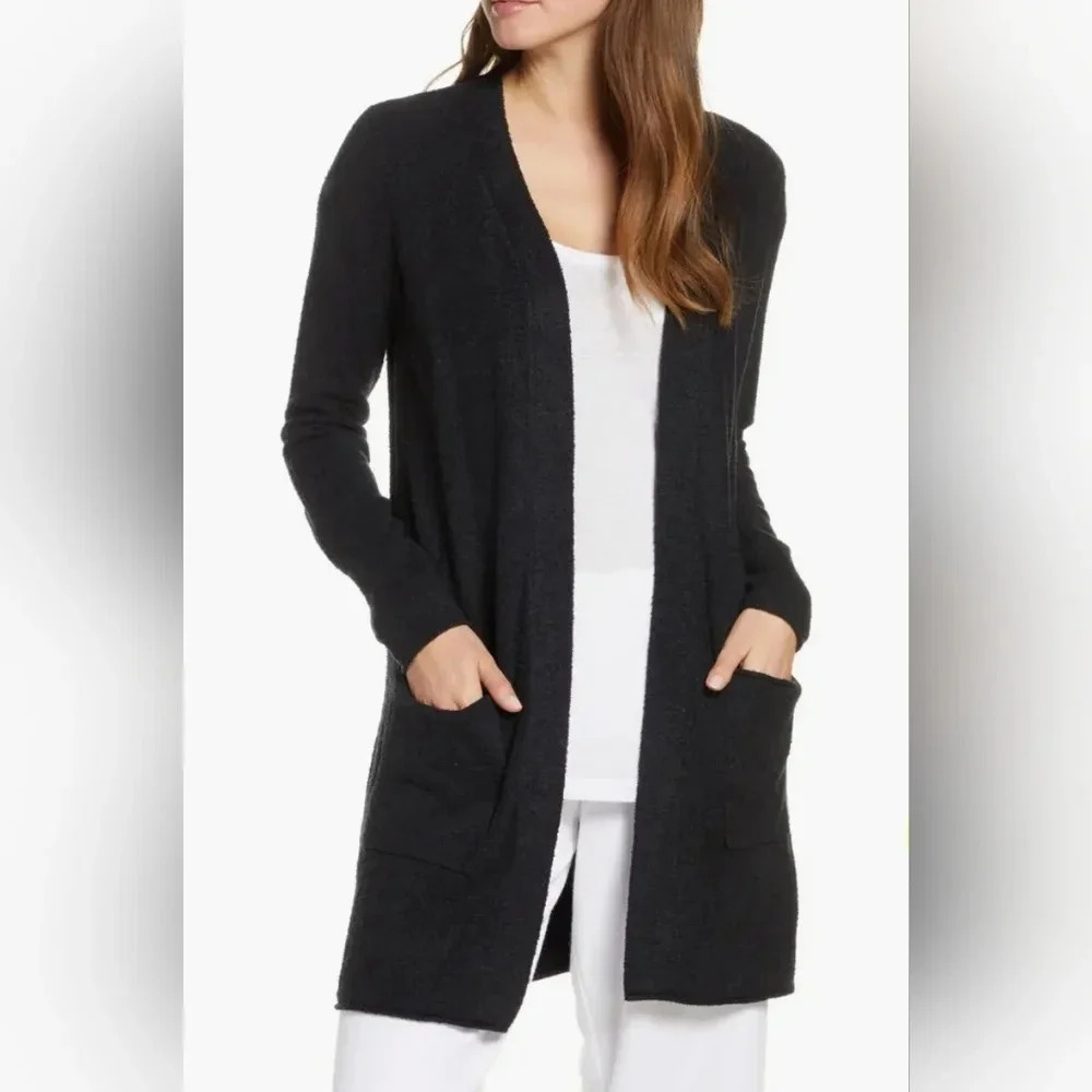 Barefoot Dreams Cozychic Ulta Lite Long Cardigan Women's Size Medium Black
